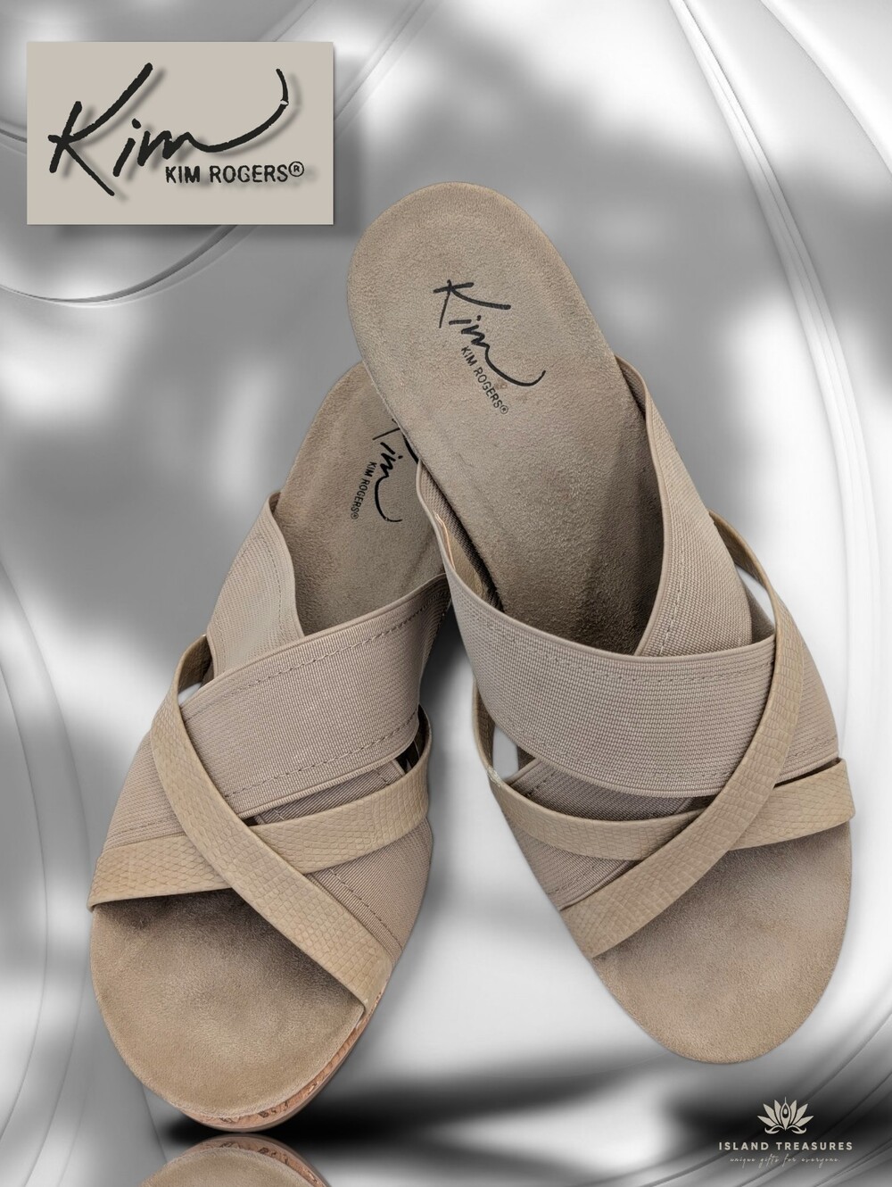 Kim Rogers Gayla Sz 8.5M Beige Crisscross Wedge Sandals